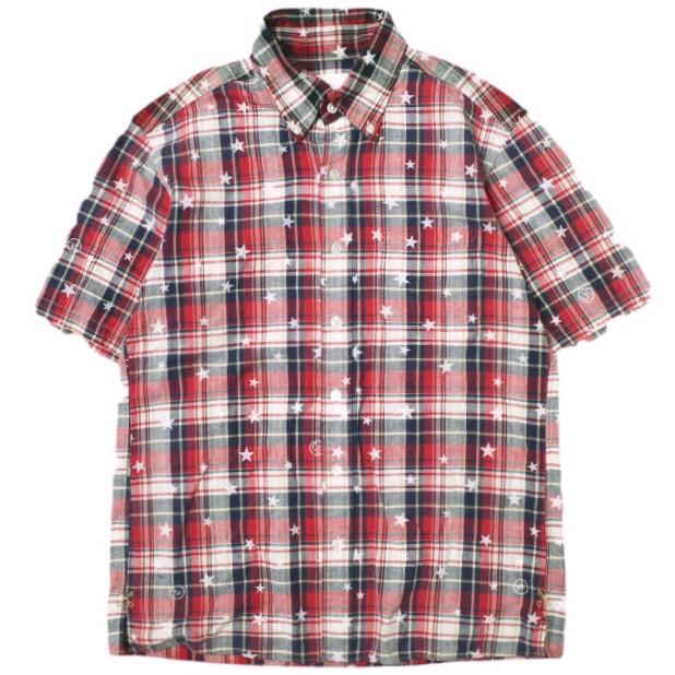 uniform experiment ユニフォームエクスペリメント STAR PLAID MIX S/S B.D SHIRT スター＆マドラスチェックBDシャツ UE-100078 2 RED/NAVY | 