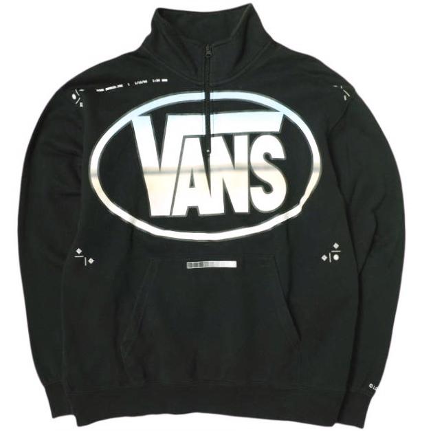 LQQK STUDIO x VANS VAULT ルックスタジオ ヴァンズ ボルト 別注 Quarter Zip Top ハーフジップスウェット XL BLACK トレーナー 裏起毛 | 