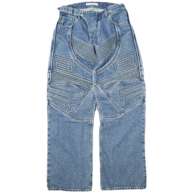 新品 Acne Studios アクネストゥディオズ 24SS DENIM BIKER TROUSERS バイカーデニムパンツ FN-MN-TROU000973 44 MID BLUE 定価183,700円 | 