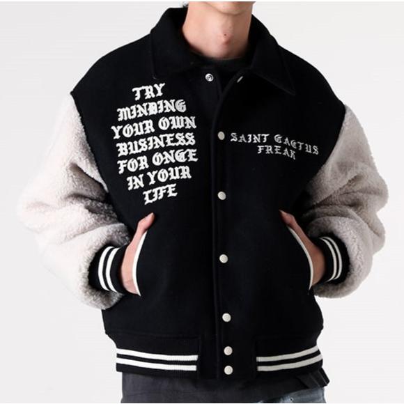 新品 SAINT MICHAEL x Cactus Plant Flea Market セントマイケル カクタス 24AW CP_VARSITY JKT / LMA スタジャン SM-YS1-0000-C08 L BLACK |  | 02