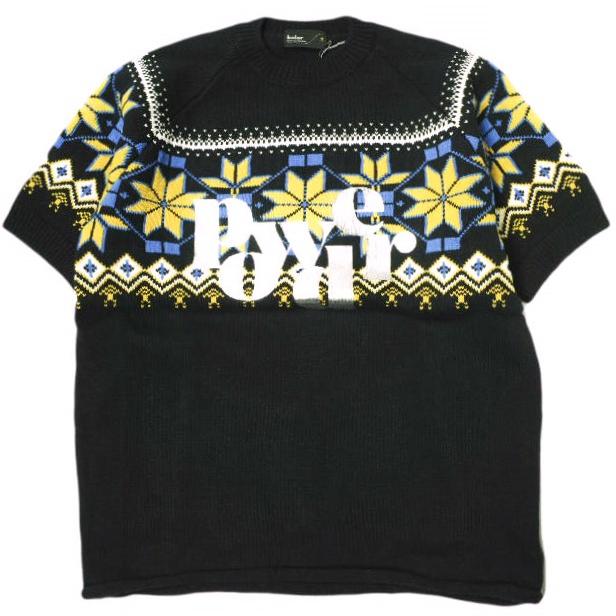 新品 kolor カラー 24SS 日本製 ノルディック柄ショートスリーブニット 24SCM-N02302 5 BLACK セーター 定価69,300円 半袖 Tシャツ g22133 | 