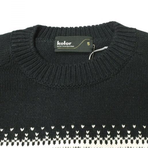新品 kolor カラー 24SS 日本製 ノルディック柄ショートスリーブニット 24SCM-N02302 5 BLACK セーター 定価69,300円 半袖 Tシャツ g22133 |  | 05