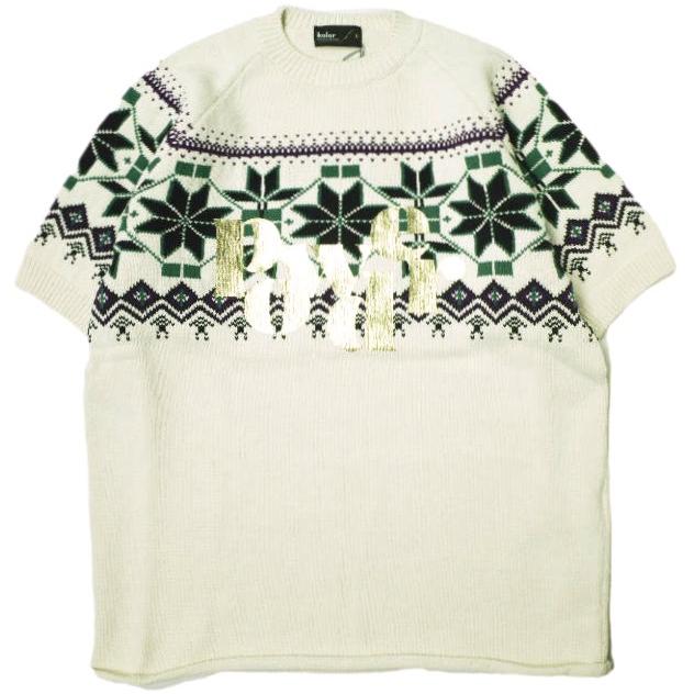新品 kolor カラー 24SS 日本製 ノルディック柄ショートスリーブニット 24SCM-N02302 5 OFF WHITE セーター 定価69,300円 半袖 Tシャツ | 