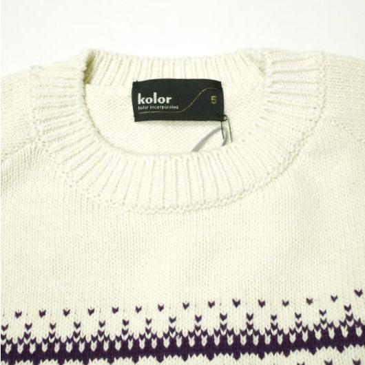新品 kolor カラー 24SS 日本製 ノルディック柄ショートスリーブニット 24SCM-N02302 5 OFF WHITE セーター 定価69,300円 半袖 Tシャツ |  | 05