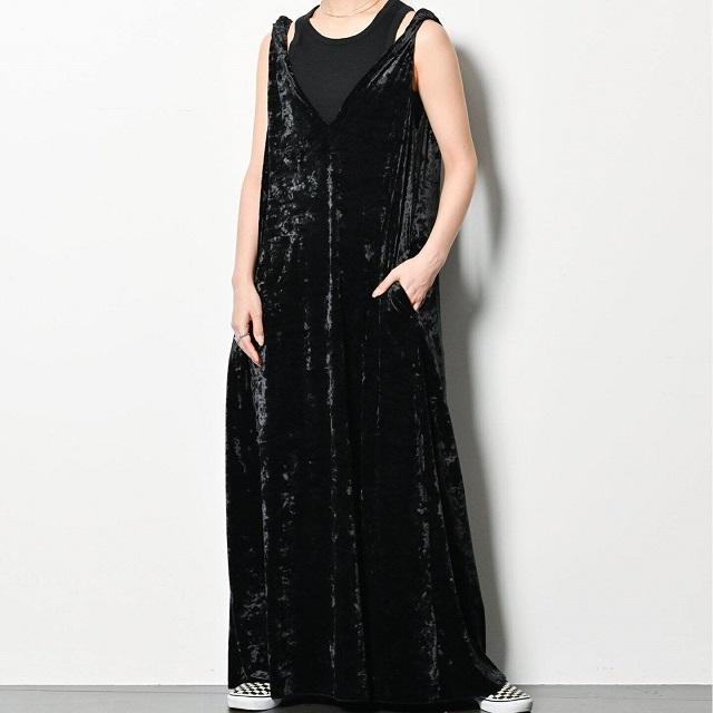 CITYSHOP シティショップ 25SS VELVET TWIST DRESS ベルベッドツイストドレス 25040042844010 38 ブラック ベロア マキシ ワンピース |  | 02