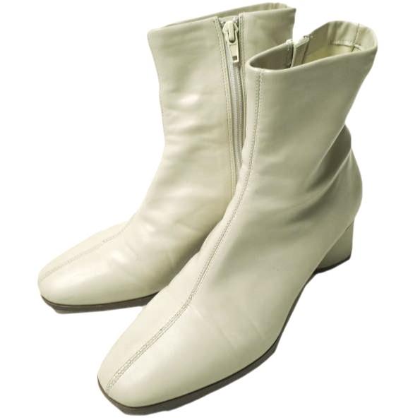 ADAM ET ROPE アダムエロペ 21AW ストレッチショートブーツ GAA21110 36(23cm) オフホワイト サイドジップ シューズ g22222 | 