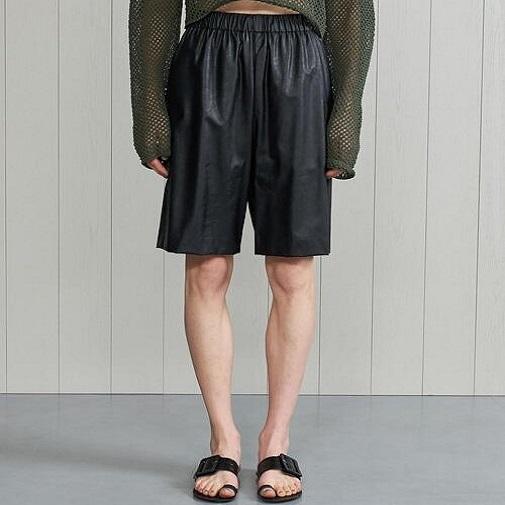 H BEAUTY＆YOUTH エイチ 日本製 FAKE LEATHER SHORT PANTS フェイクレザーショートパンツ 1619-299-0913 S ブラック ショーツ イージー |  | 02