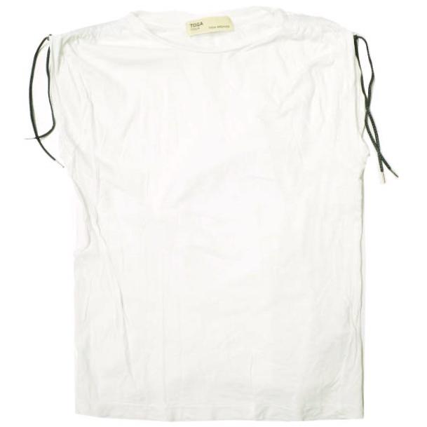 TOGA PULLA トーガ プルラ 日本製 ショルダーコード ノースリーブTシャツ TP21-JK245 2 ホワイト ARCHIVES カットソー トップス g22285 | 