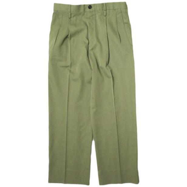 AMC エーエムシー 日本製 Julian gabadine ウールギャバジン 2プリーツスラックス 50 ARMY GREEN パンツ テーパード ボトムス g22340 | 