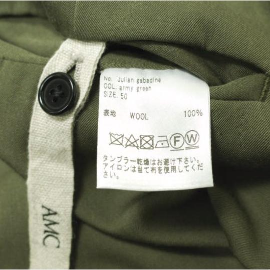 AMC エーエムシー 日本製 Julian gabadine ウールギャバジン 2プリーツスラックス 50 ARMY GREEN パンツ テーパード ボトムス g22340 |  | 07