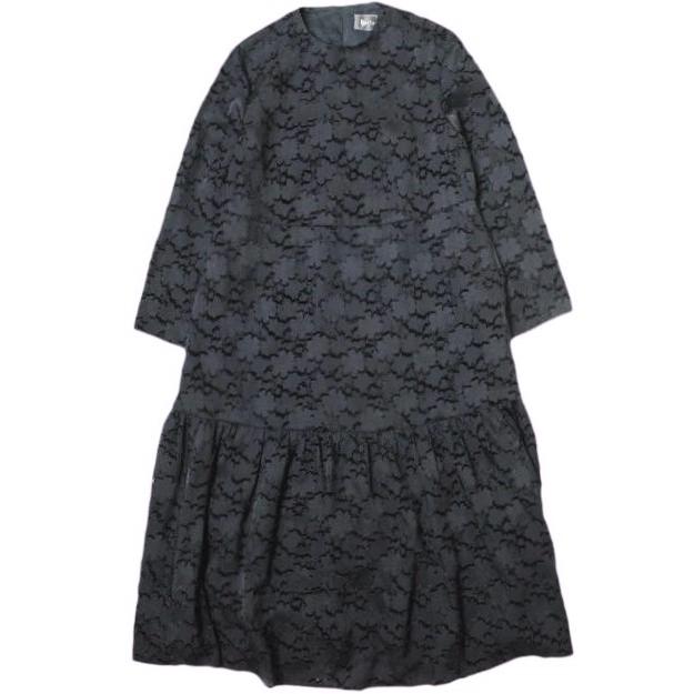 Ballsey ボールジィ 24SS 日本製 マーガレットカットジャカード フレアギャザーワンピース 11-06-41-06833 34 NAVY TOMORROWLAND ドレス | 