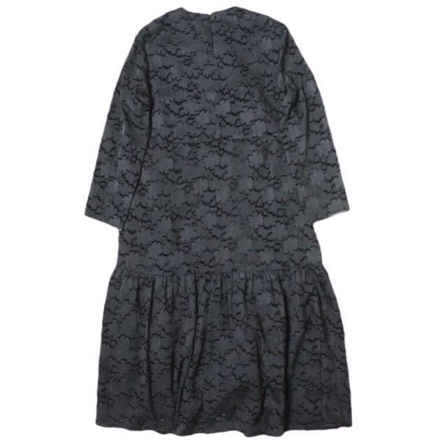 Ballsey ボールジィ 24SS 日本製 マーガレットカットジャカード フレアギャザーワンピース 11-06-41-06833 34 NAVY TOMORROWLAND ドレス |  | 01