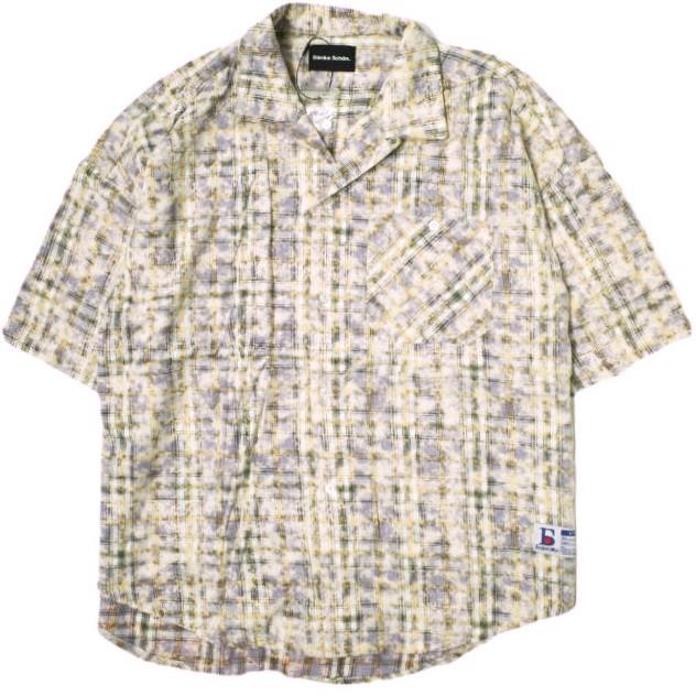 新品 Danke Schon ダンケシェーン 25SS BLEACH CHECK OPEN COLLER SHIRTS ブリーチチェックオープンカラーシャツ UNS25082 Free パープル | 