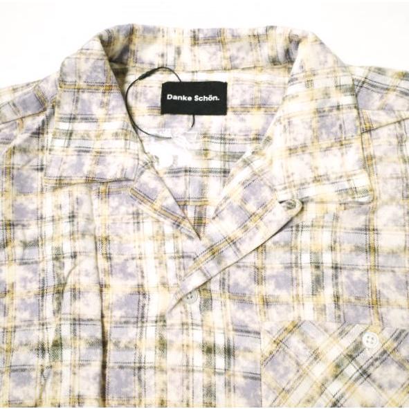 新品 Danke Schon ダンケシェーン 25SS BLEACH CHECK OPEN COLLER SHIRTS ブリーチチェックオープンカラーシャツ UNS25082 Free パープル |  | 04