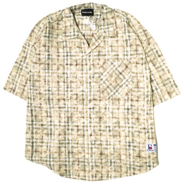 新品 Danke Schon ダンケシェーン 25SS BLEACH CHECK OPEN COLLER SHIRTS ブリーチチェックオープンカラーシャツ UNS25082 Free ベージュ | 