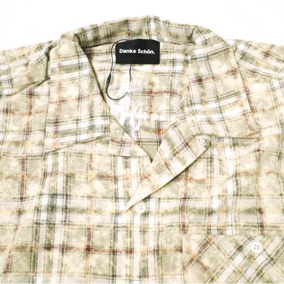 新品 Danke Schon ダンケシェーン 25SS BLEACH CHECK OPEN COLLER SHIRTS ブリーチチェックオープンカラーシャツ UNS25082 Free ベージュ |  | 04