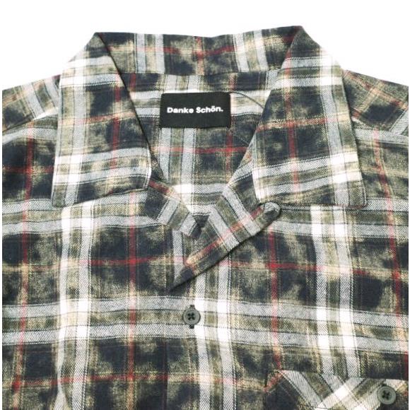 新品 Danke Schon ダンケシェーン 25SS BLEACH CHECK OPEN COLLER SHIRTS ブリーチチェックオープンカラーシャツ UNS25082 Free ブラック |  | 04