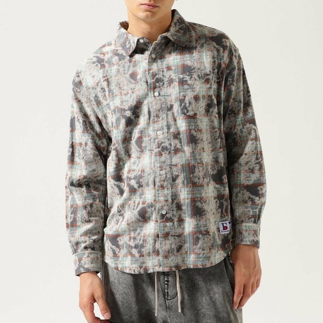 新品 Danke Schon ダンケシェーン 25SS WEB＆DEPOT限定 BLEACH CHECK LONG SHIRT ブリーチチェックロングスリーブシャツ UNS25084 グリーン |  | 02