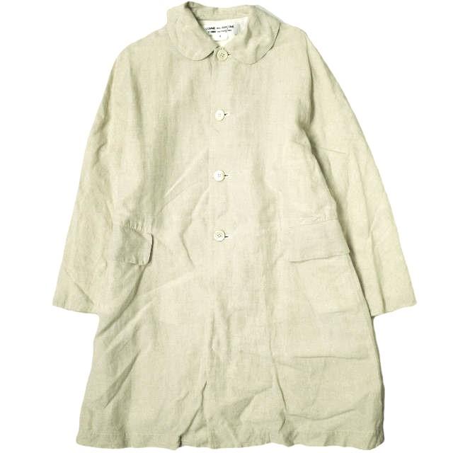 COMME des GARCONS COMME des GARCONS コムデギャルソン コムコム 13SS リネングリッターストライプラウンドカラーコート RK-C001 S BEIGE | 