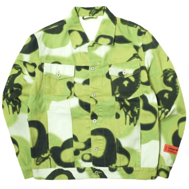 HERON PRESTON ヘロンプレストン 21AW HERON CAMO DENIM JACKET カモフラージュ 3rd デニムジャケット HMYE008F21FAB001 L GREEN Gジャン | 