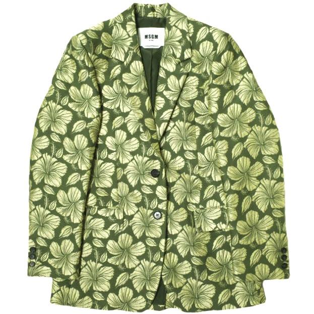 MSGM エムエスジーエム イタリア製 Floral Embroidered Jacket 花柄刺繍2Bジャケット 3441MDG26A 40 グリーン テーラード アウター g22534 | 