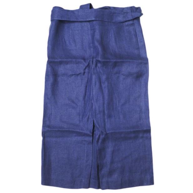 6 ROKU BEAUTY＆YOUTH UNITED ARROWS ロク 日本製 TUCK TIGHT SKIRT リネンタックタイトスカート 8624-299-0035 36 NAVY リボン g22586 |  | 01