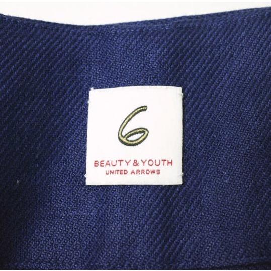 6 ROKU BEAUTY＆YOUTH UNITED ARROWS ロク 日本製 TUCK TIGHT SKIRT リネンタックタイトスカート 8624-299-0035 36 NAVY リボン g22586 |  | 02