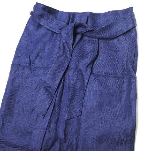 6 ROKU BEAUTY＆YOUTH UNITED ARROWS ロク 日本製 TUCK TIGHT SKIRT リネンタックタイトスカート 8624-299-0035 36 NAVY リボン g22586 |  | 03