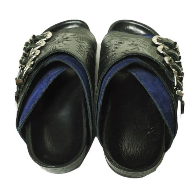 TOGA PULLA トーガ プルラ Metal Buckle Emboss Sandal メタルバックルエンボスストラップサンダル AJ698 36(23cm) BLACK/NAVY レザー |  | 03
