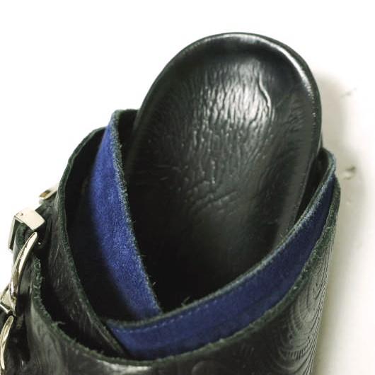 TOGA PULLA トーガ プルラ Metal Buckle Emboss Sandal メタルバックルエンボスストラップサンダル AJ698 36(23cm) BLACK/NAVY レザー |  | 07