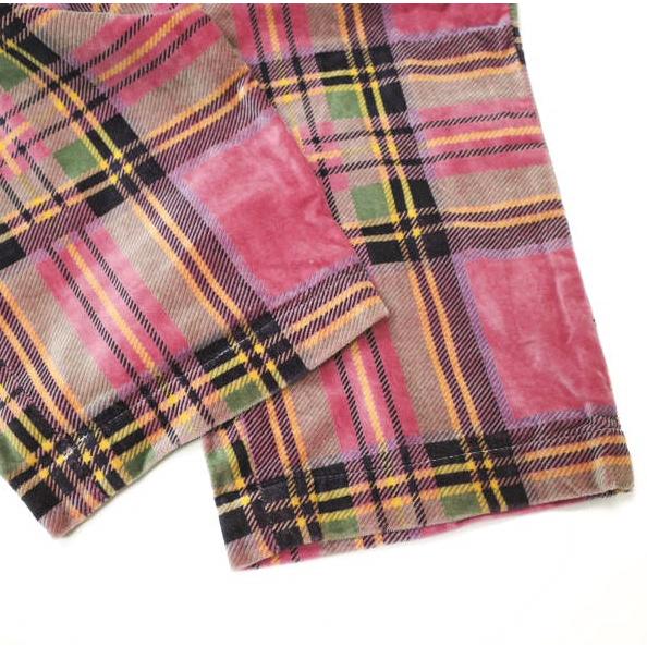 AiE (Arts in Education) エーアイイー RLJ Pant - Plaid Velveteen 1タックテーパードパンツ 28 ピンク チェック ベロア ベルベット |  | 06