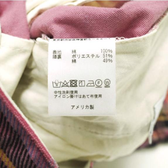 AiE (Arts in Education) エーアイイー RLJ Pant - Plaid Velveteen 1タックテーパードパンツ 28 ピンク チェック ベロア ベルベット |  | 08