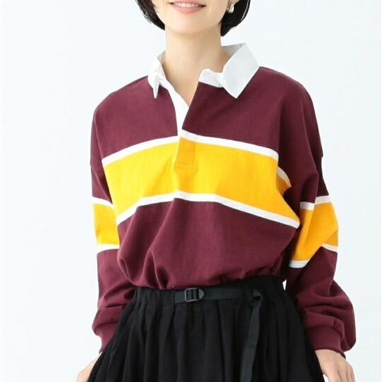 COLUMBIAKNIT x BEAMS BOY コロンビアニット ビームスボーイ 別注 ラグビージャージ 13-01-0278-086 BURGUNDY 長袖 ボーダー ラガーシャツ |  | 02