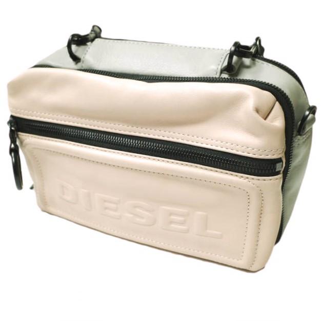 DIESEL ディーゼル エンボスロゴ バイカラー2WAYショルダーバッグ PINK/GRAY ハンドバッグ カバン g22671 | 