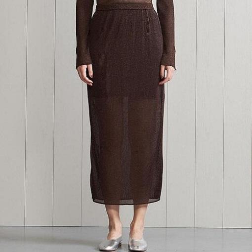 H BEAUTY＆YOUTH エイチ ビューティーアンドユース 日本製 LAME PLEATED LONG SKIRT ラメプリーツロングスカート 1624-299-3644 Free NAVY |  | 02