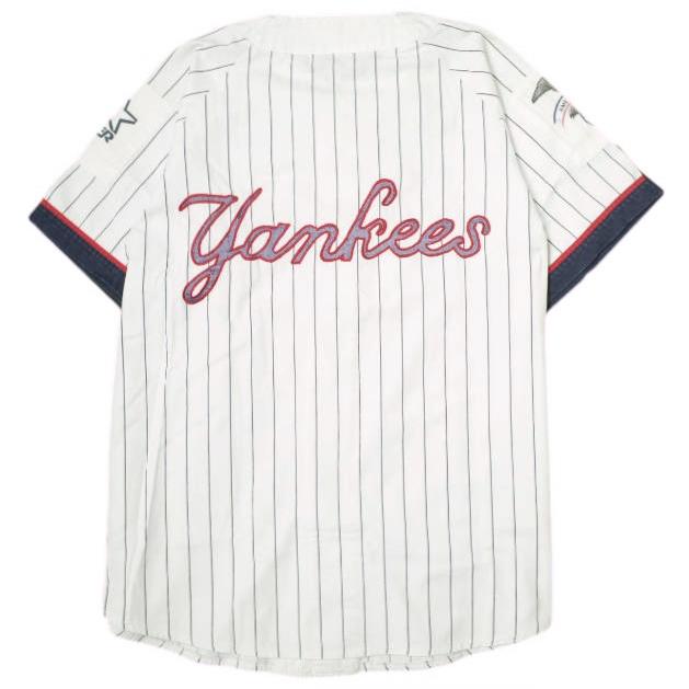 STARTER スターター 90s ニューヨークヤンキース ピンストライプ ベースボールシャツ L程度 WHITE/NAVY 半袖 MLB NY トップス g22690 |  | 01