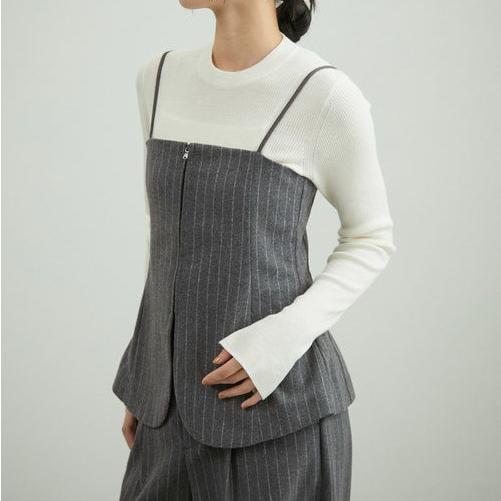 ADAM ET ROPE アダムエロペ 24AW サステナブル ウールmixキャミ GAH24120 Free グレー ストライプ キャミソール トップス g22719 |  | 02
