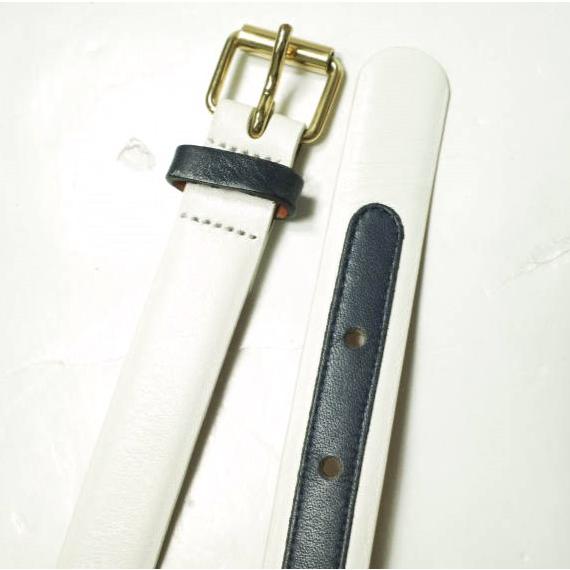 MAISON BOINET メゾンボワネ フランス製 20mm レザーナローベルト 90154 80/32 WHITE/NAVY g22734 |  | 02