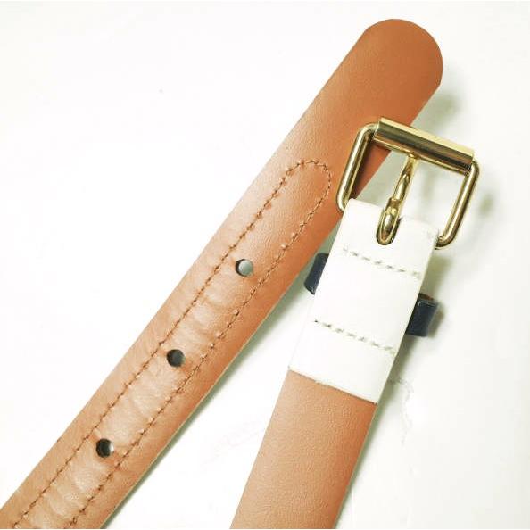 MAISON BOINET メゾンボワネ フランス製 20mm レザーナローベルト 90154 80/32 WHITE/NAVY g22734 |  | 03
