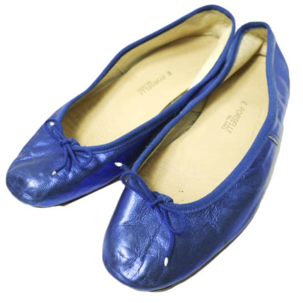 E.PORSELLI ポルセッリ メタリック バレエシューズ 38(23.5-24cm) ブルー ジャズシューズ フラットシューズ シューズ g22755 | 