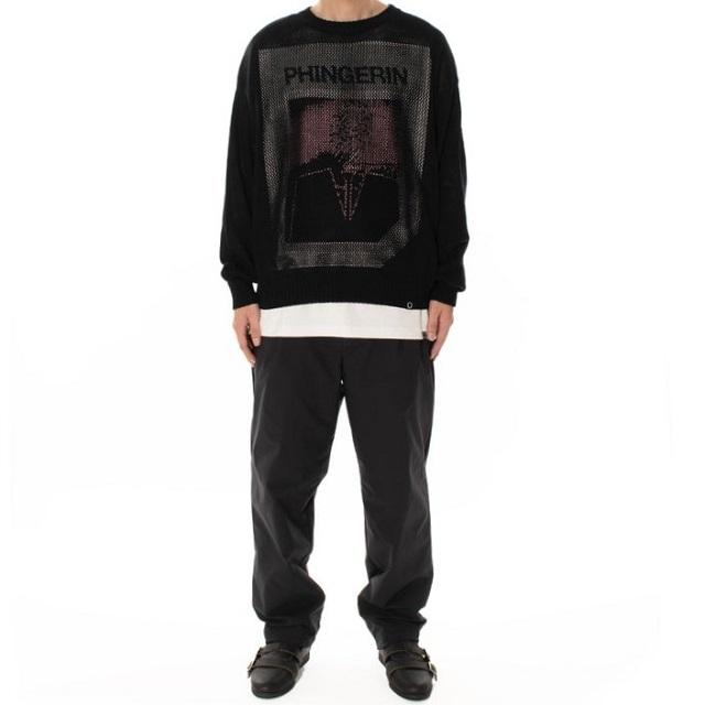 PHINGERIN フィンガリン 24AW 日本製 WINDOW WEB SWEATER ウィンドウウェブセーター PD-242-KN-041 XL BLACK シースルーニット g22785 |  | 02