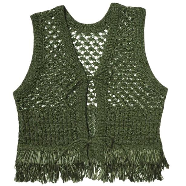 BEAUTY＆YOUTH UNITED ARROWS ビューティーアンドユース 25SS ポリエステルフリンジベスト 2WAY/ウォッシャブル 1618-105-1125 OLIVE ジレ | 