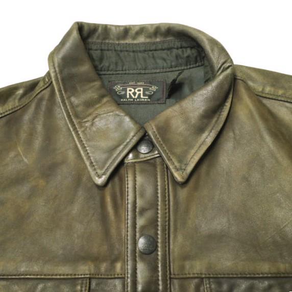 RRL ダブルアールエル 25SS Hand-Distressed Leather Overshirt ハンドディストレストレザーオーバーシャツ MNRRWOV16820343 M Black Over Brown 革ジャン Double RL レザージャケット アウター【新古品】【中古】【RRL】 新品 RRL ダブルアールエル 25SS Hand-Distressed Leather Overshirt