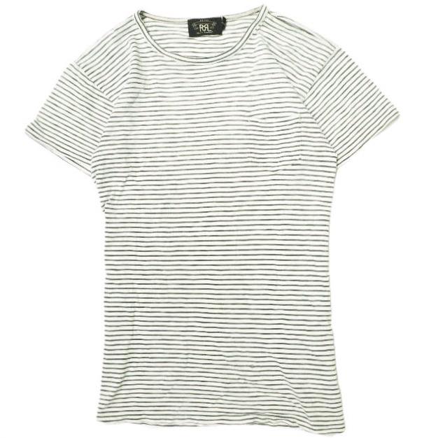 RRL ダブルアールエル S/S BORDER POCKET TEE SHIRTS ボーダーポケットTシャツ 782537019001 S WHITE/BLACK Double RL 半袖 クルーネック | 