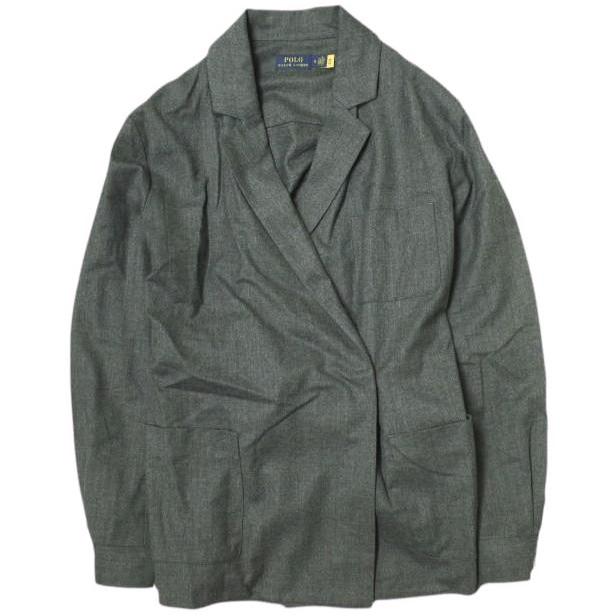 POLO RALPH LAUREN ポロラルフローレン 一枚仕立て ベルテッドダブルブレザー 0 チャコールグレー ストレッチウール テーラードジャケット | 