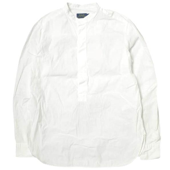 POLO RALPH LAUREN ポロ・ラルフローレン バンドカラープルオーバーシャツ 211561671001 XS ホワイト 長袖 比翼 トップス g22849 | 