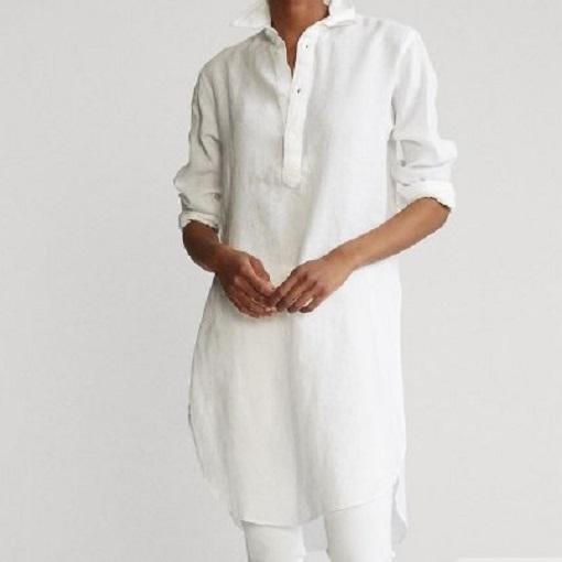 POLO RALPH LAUREN ポロ・ラルフローレン プルオーバーリネンシャツワンピース 211807062001 XS WHITE 長袖 ドレス 定価35,200円 g22851 |  | 02