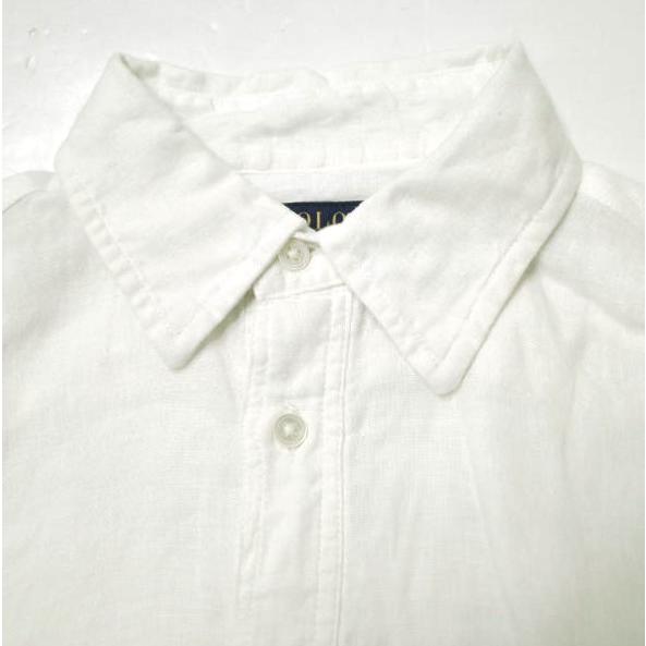 POLO RALPH LAUREN ポロ・ラルフローレン プルオーバーリネンシャツワンピース 211807062001 XS WHITE 長袖 ドレス 定価35,200円 g22851 |  | 04