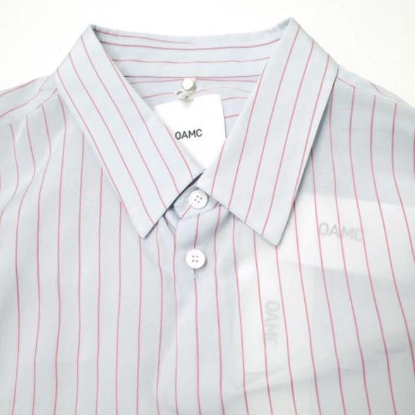 新品 OAMC オーエーエムシー 20SS SOURCE SHIRT オーバーサイズストライプシャツ OAMQ602831 OQ391010 XL サックスブルー/コーラルレッド |  | 05