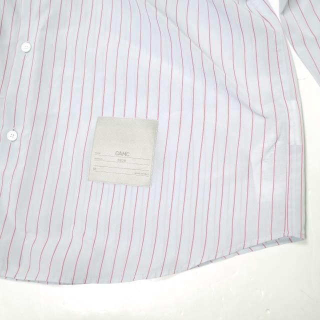 新品 OAMC オーエーエムシー 20SS SOURCE SHIRT オーバーサイズストライプシャツ OAMQ602831 OQ391010 XL サックスブルー/コーラルレッド |  | 06